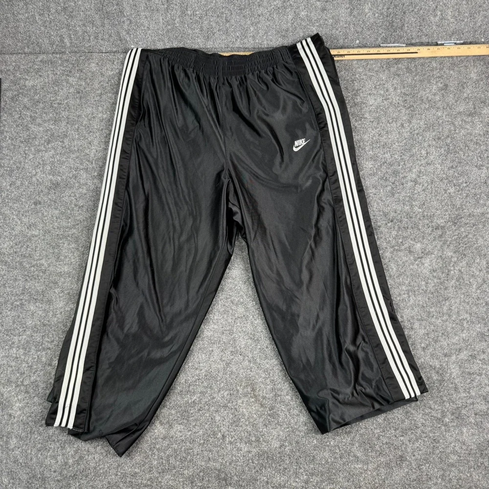 Nike Pants Mens Size L Black Striped Athletic Track Relaxed Fit Rips Wear